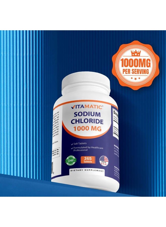 Vitamatic Sodium Chloride 1000mg – 365 Tablets Electrolyte Replenisher & Hydration Support – Non-GMO, Gluten-Free - Image 5